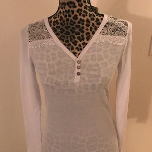 Long Sleeve Lace / ribbed Top